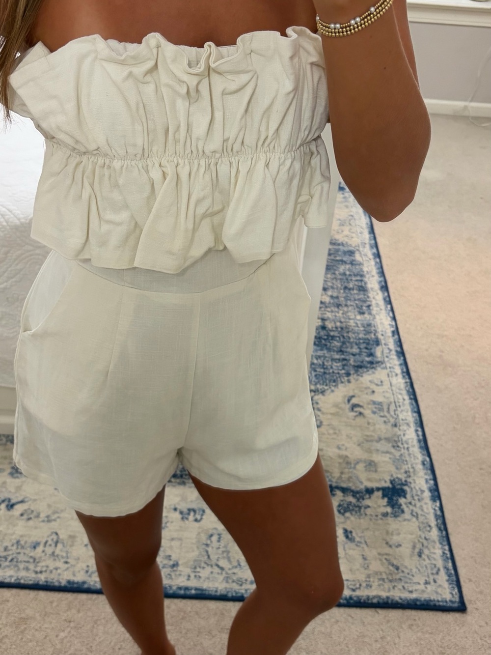 Princess Polly White Ruffle Strapless Romper